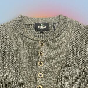 REDHEAD Men’s Large Green Button Collar Sweater
